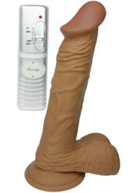 Real Skin Latin American Whoppers Vibrating Dong With Balls 8 Inch - Brown - NW2305